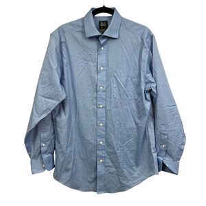 Jos A Bank Mens‎ Dress Shirt Traveler Tailored Fit Long Sleeve Blue Size 16 34